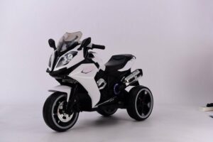 TOYAS Elektro-Kinderauto Kinder Dreirädriges Motorrad 2 Motoren Power Display 6V7AH weiß