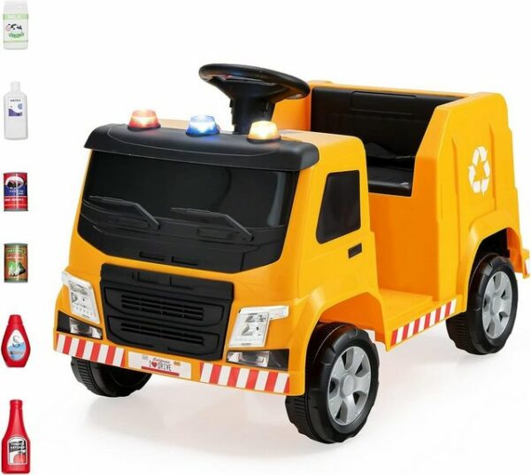 KOMFOTTEU Elektro-Kinderauto Recyclingwagen gelb