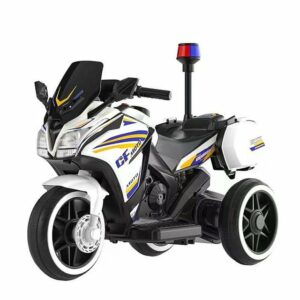 BoGi Elektro-Kinderauto Kindermotorrad Polizeimotorrad Kinderfahrzeug Elektromotorrad 6V weiß
