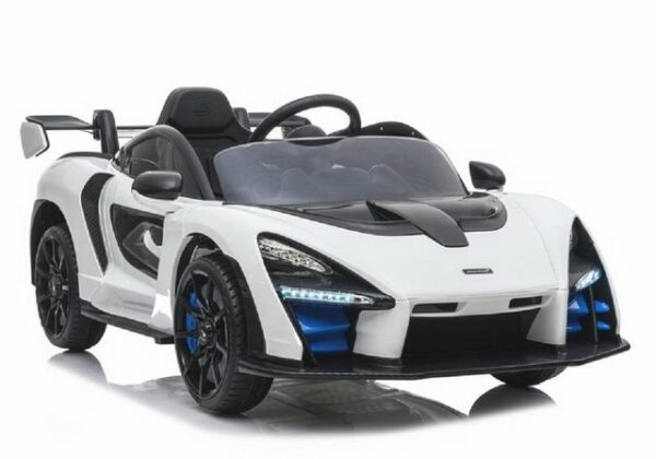 LEAN Toys Elektro-Kinderauto Kinder Elektroauto McLaren Senna Weiß Zwei Motoren + LED + Audio + FB