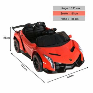 Merax Elektro-Kinderauto LAMBORGHINI VENENO Sportwagen mit 2 Motoren