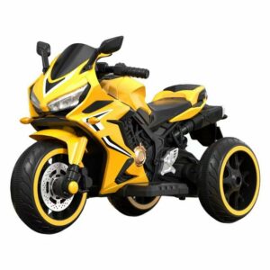 TOYAS Elektro-Kinderauto Kinder Elektro-Motorrad 6V 4Ah-Akku Bluetooth MP3 USB LED-Licht gelb