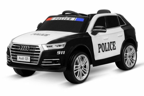 Kidix Elektro-Kinderauto Kinder Audi Q5 Polizei 2x 40W 12V 7Ah Kinderauto Elektroauto schwarz