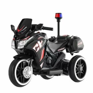 BoGi Elektro-Kinderauto Kindermotorrad Polizeimotorrad Kinderfahrzeug Elektromotorrad 6V schwarz