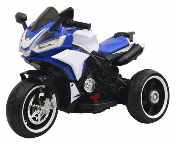 TOYAS Elektro-Kinderauto Kinder Dreirädriges Motorrad 12V Bluetooth MP3 USB Funktion LED Licht weiß